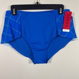 SPANX Sara Blakely Electric Blue Geo Shaping Swim‎ Bottom High Waist Size 12 NWT